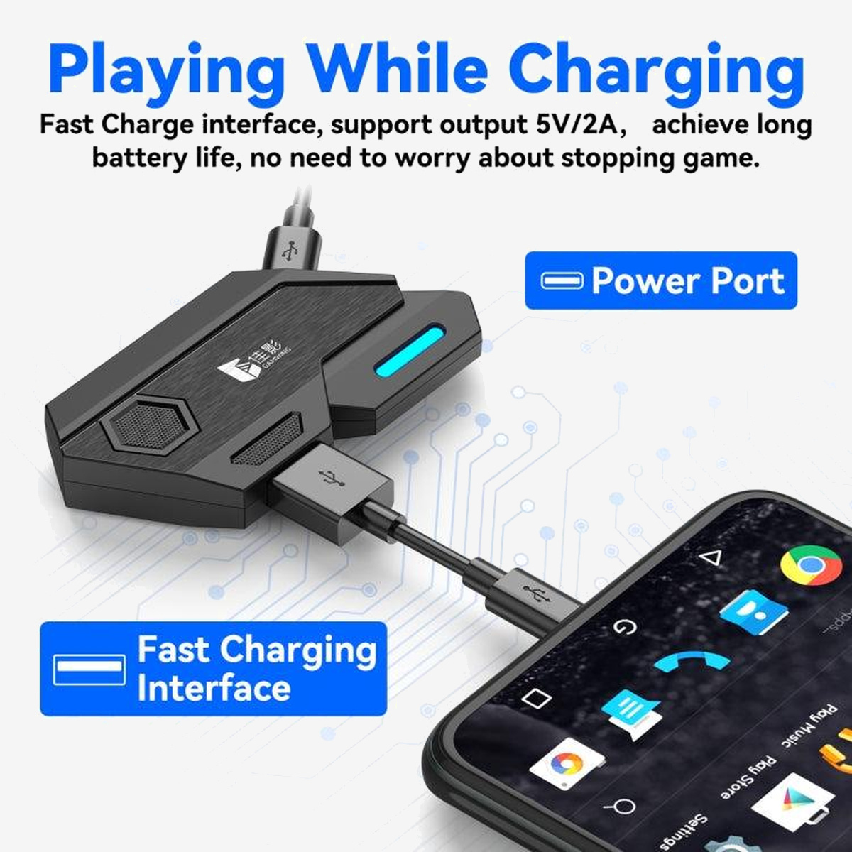 Gamwing MIX SE converter, aangesloten op smartphone