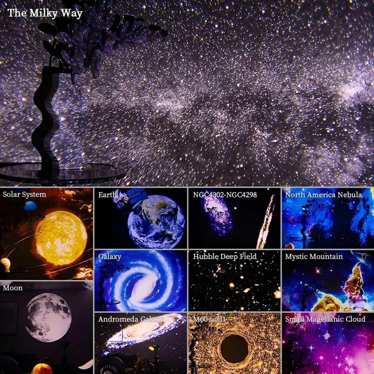 360 Graden Galaxy Sterrenhemel Projector Nachtlampje met Timer en 12 Lichtscènes