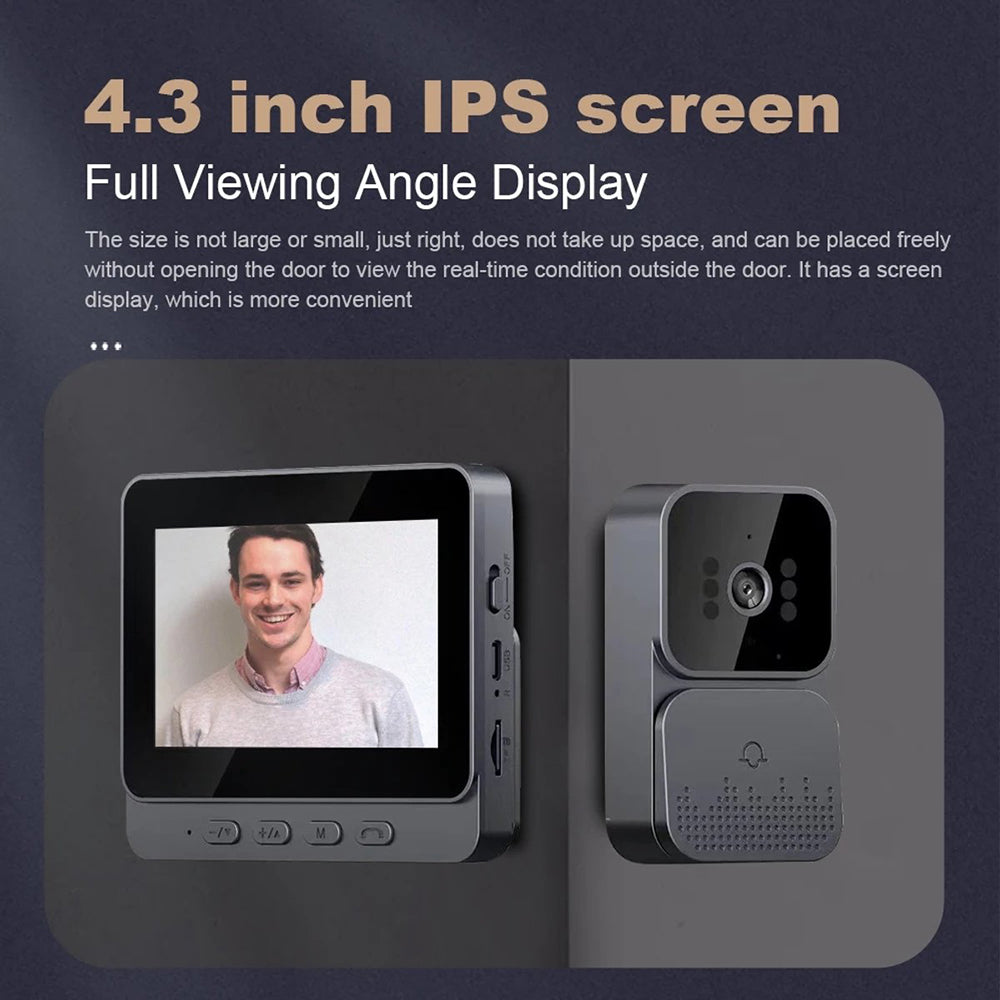 Draadloze slimme video deurbel met scherm – Full HD camera, 4,3 inch monitor, waterdicht & nachtzicht