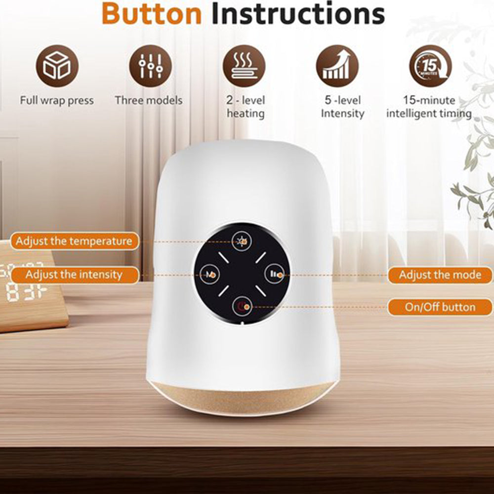 Elektrisch Handmassageapparaat - Touchscreen - 3 Modi - 2-traps Warmte - 5-traps Perslucht - Wit