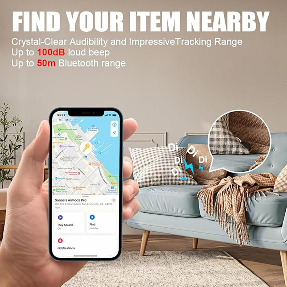 Bluetooth Tracker 4-Pack - Compatibel met Apple Find My - iOS Sleutelvinder - Zwart