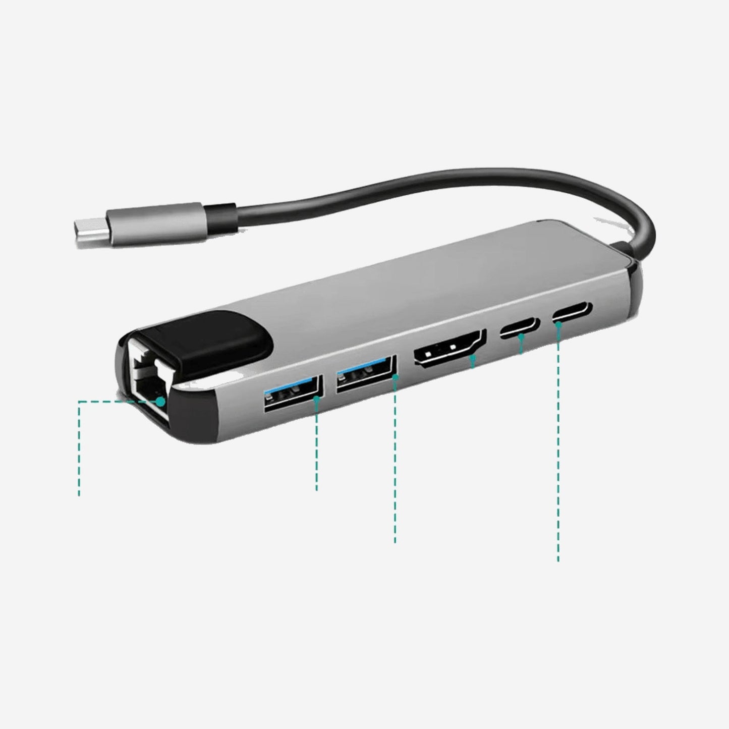 USB 3.1 Hub Type C naar HDMI RJ45 Power Delivery USB 30 Multi Adapter Docking Station Type C Splitter 6 Poort Hub MacBook Pro en Andere USB-C Apparaten