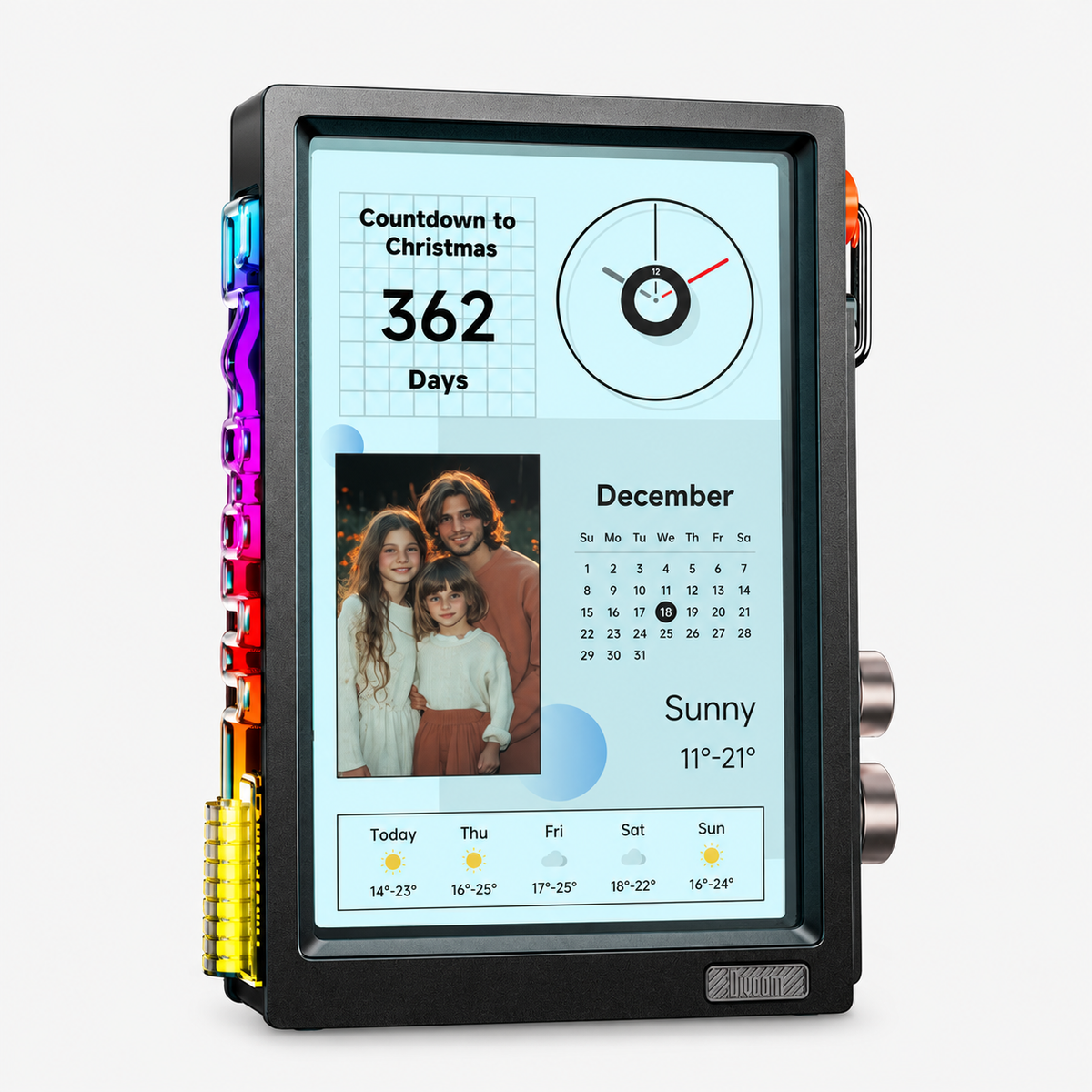 Divoom Times Frame zwart aanzicht 3