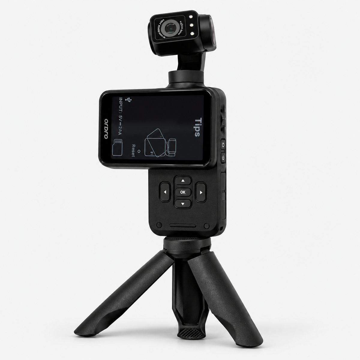 Ordro M5 pocketcamera met uitklapbaar statief