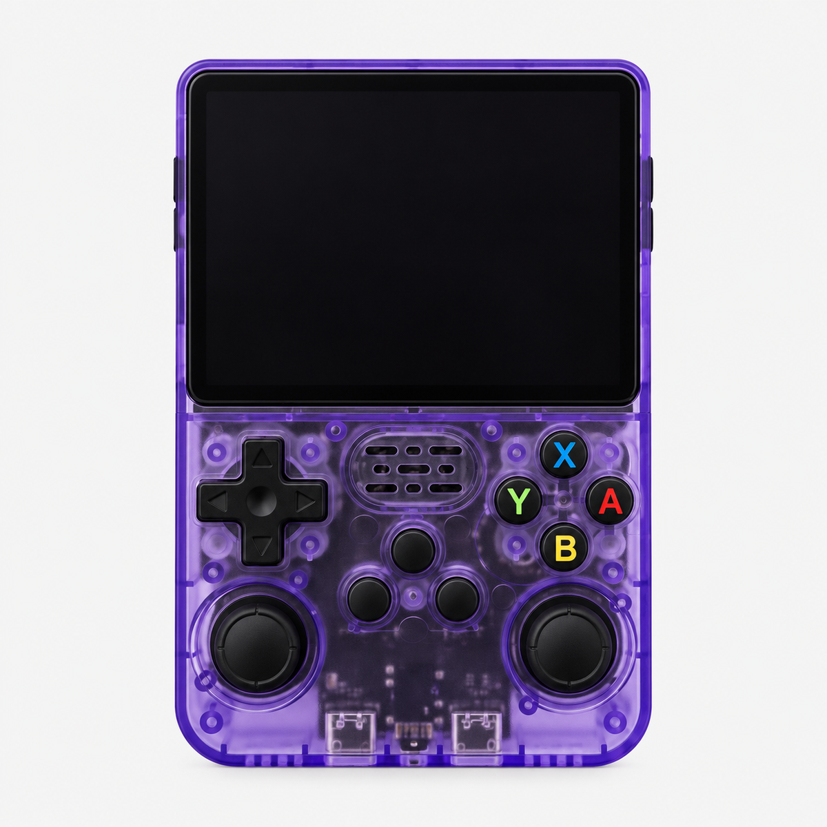 Paarse R36S handheld spelcomputer