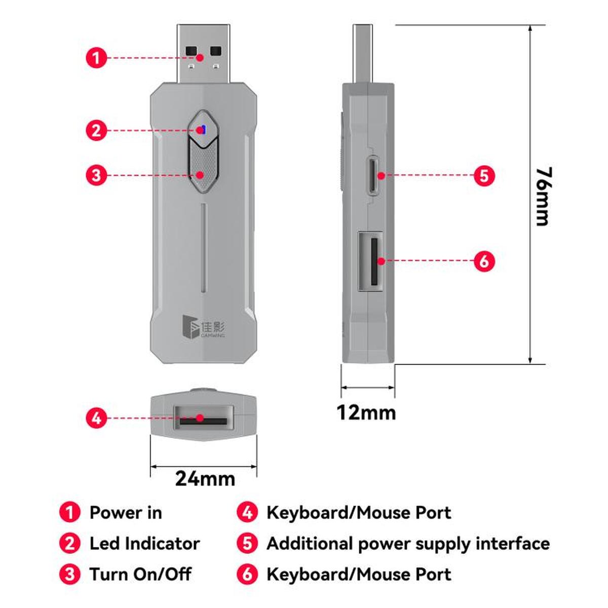 Gamwing X8 converter afmetingen en aansluitingen