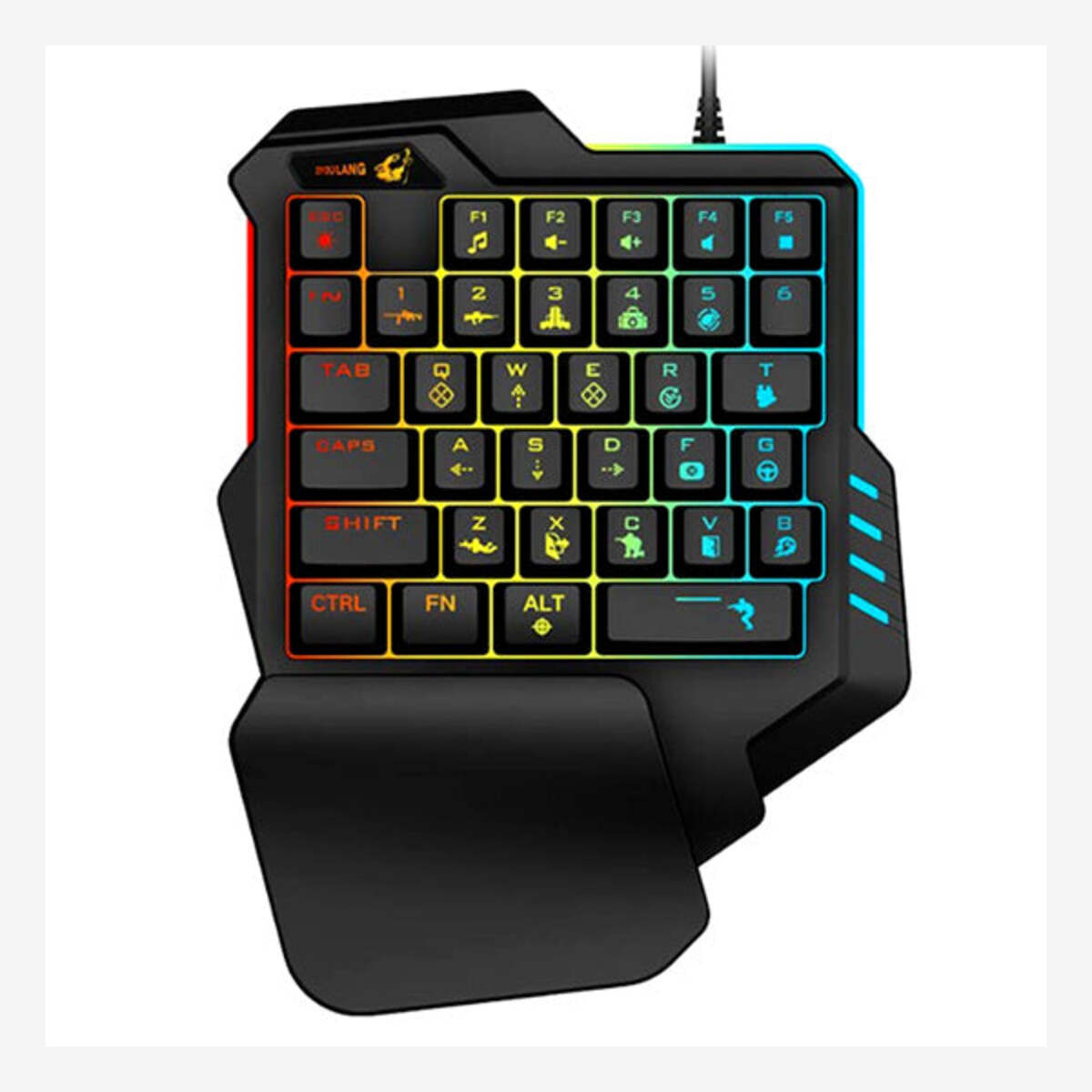 ZIYOULANG K1 gamekeypad voor één hand, vooraanzicht