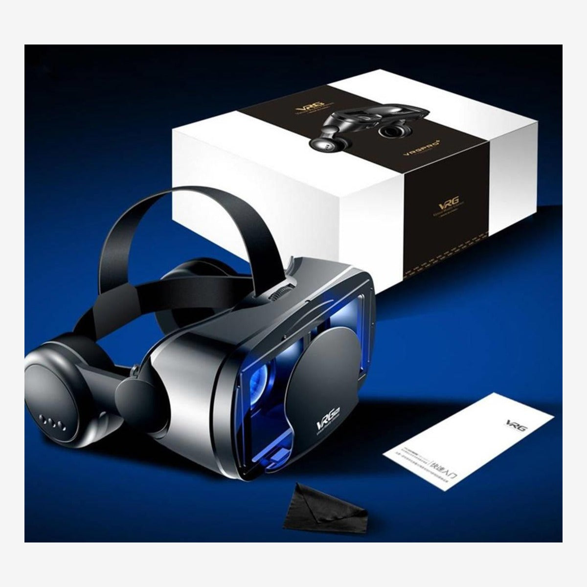 VRG Pro Plus VR-headset met hoofdtelefoon en verpakking