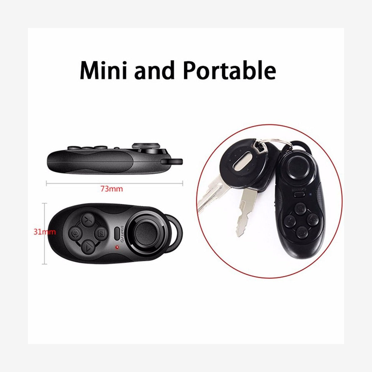 MOCUTE 032 mini-gamecontroller zwart, afmetingen en draagformaat