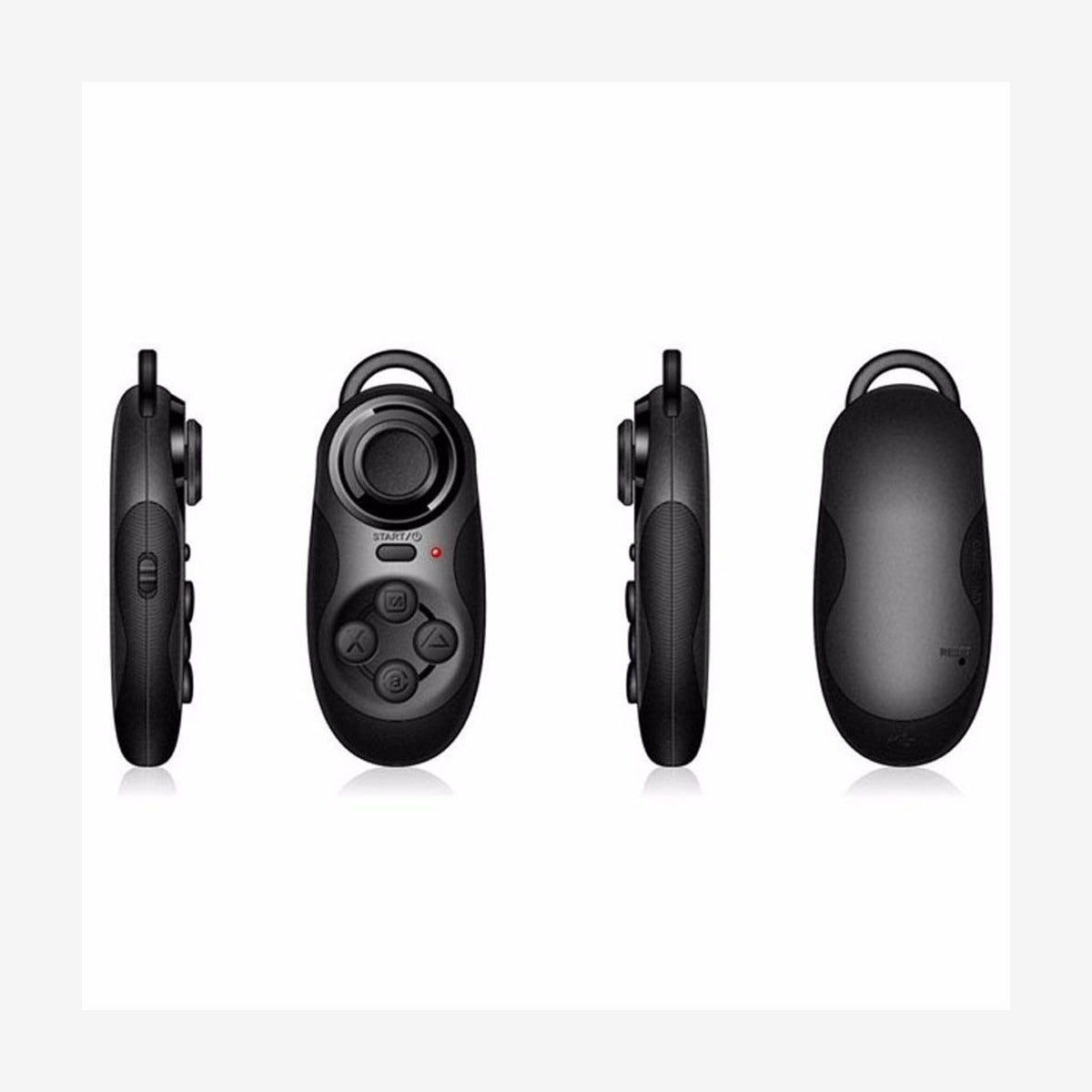 MOCUTE 032 mini-gamecontroller zwart, zij-, voor- en achteraanzicht