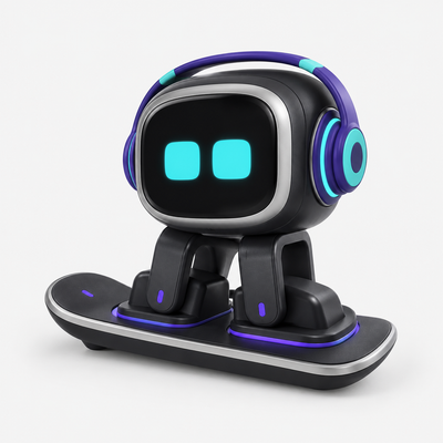 LivingAI EMO robot in zwart