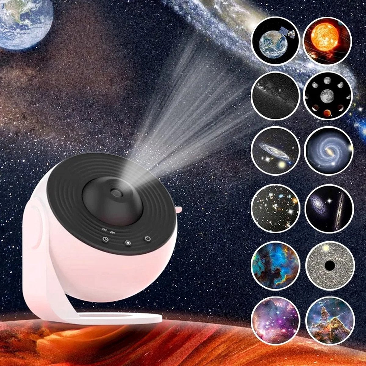 360 Graden Galaxy Sterrenhemel Projector Nachtlampje met Timer en 12 Lichtscènes