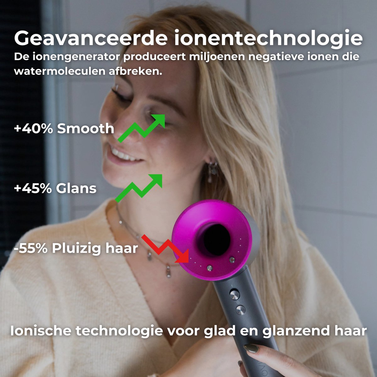 Professionele Krachtige Föhn Supersonic Haardroger met 5 opzetstukken 1600W