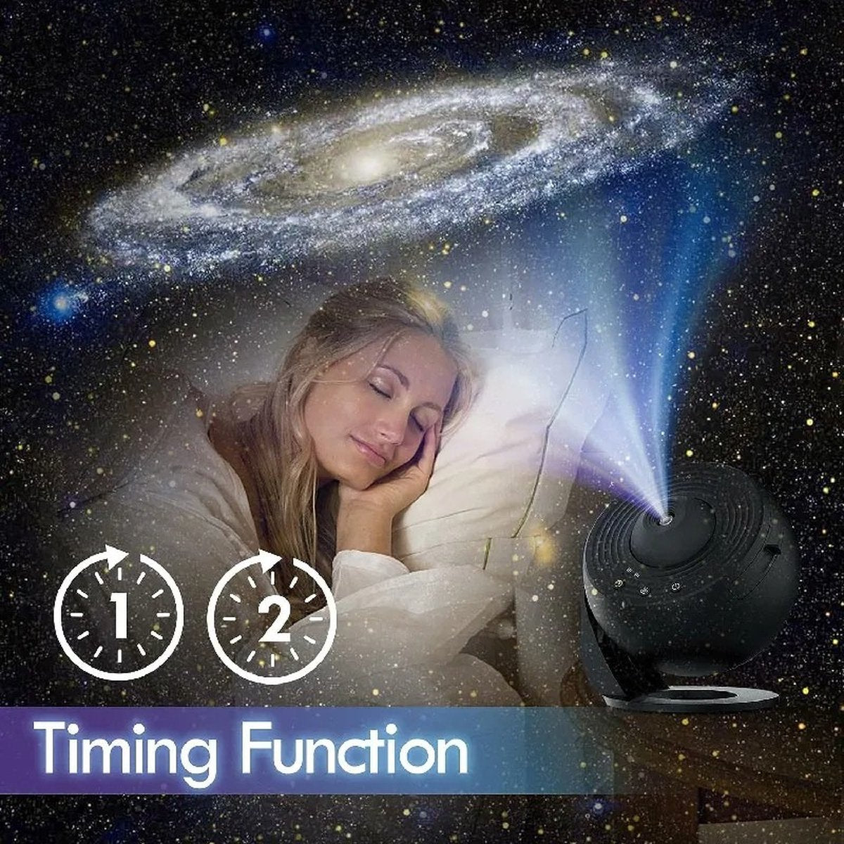 360 Graden Galaxy Sterrenhemel Projector Nachtlampje met Timer en 12 Lichtscènes