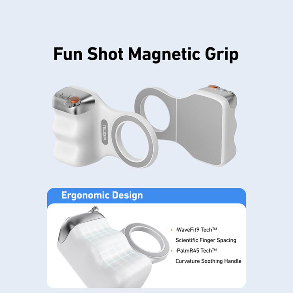Telesin Fun Shot MagSafe Camera Grip – Ergonomische Telefoonhouder & Ontspanner – Magnetisch – Wit