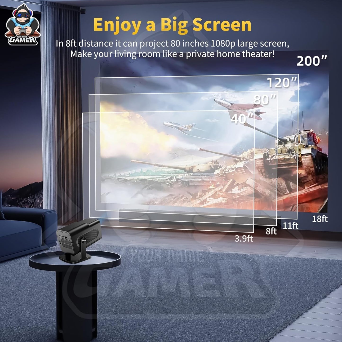 HCS350 Pro+ 4K Retro Game Projector 1080P Android 12 36.000 Games 5G WiFi Bluetooth HDMI Met 2 Draadloze Controllers