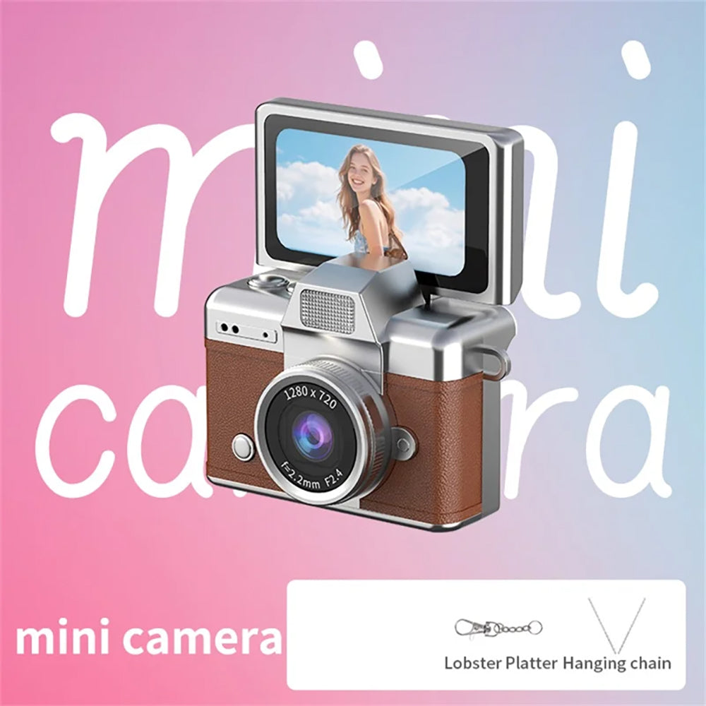 Mini retro thumb camera met 1,47 inch klapscherm – HD digitale camera met video-opname  – Bruin