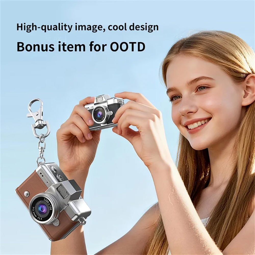 Mini retro thumb camera met 1,47 inch klapscherm – HD digitale camera met video-opname  – Bruin
