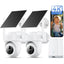 Nieuwste 4K solar beveiligingscamera set voor buiten, draadloos beveiligingssysteem met 2 PTZ‑camera’s, 2.4G/5G WiFi, nachtzicht en 64GB opslag