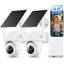 Nieuwste 4K solar beveiligingscamera set voor buiten, draadloos beveiligingssysteem met 4 PTZ‑camera’s, 2.4G/5G WiFi, nachtzicht en 64GB opslag