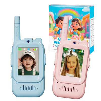 Kinder video‑walkie‑talkies – 2‑pack, lange afstand, met camera, ideaal voor kinderen van 3–12 jaar, perfect voor binnen- en buitenspelen