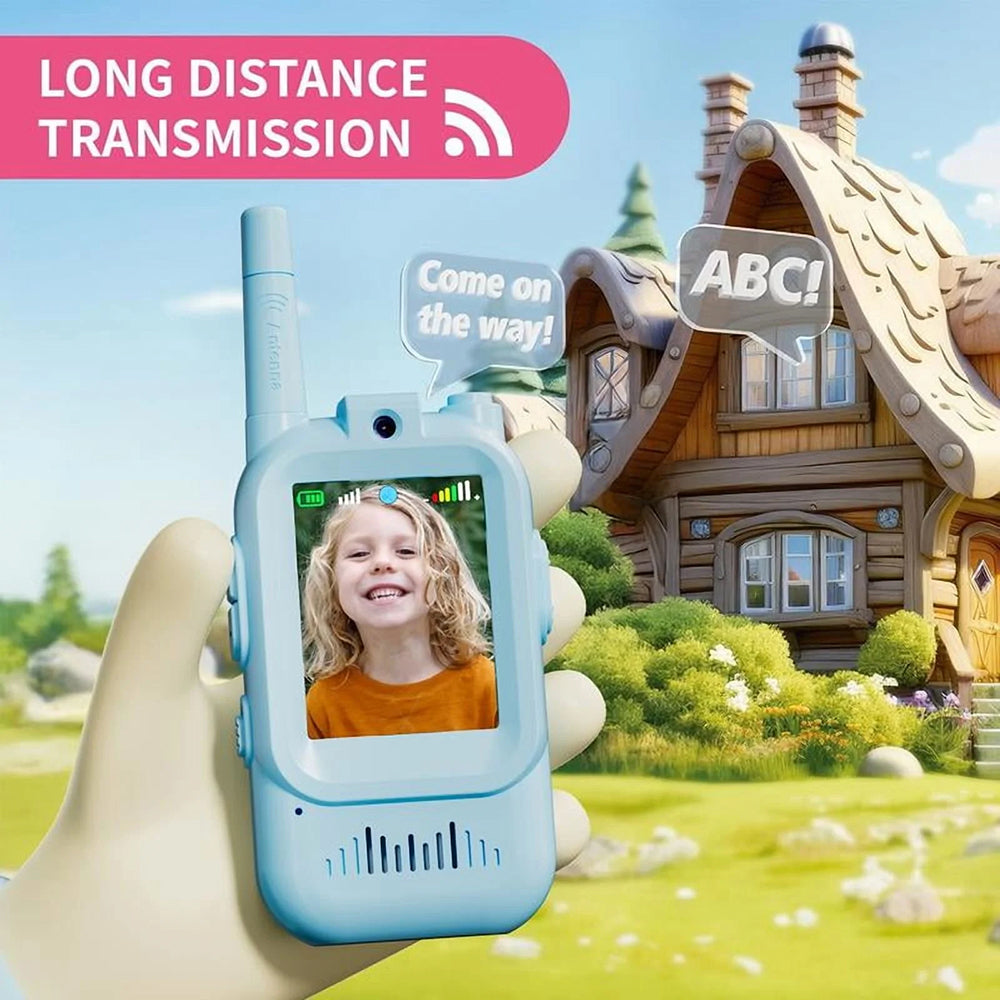 Kinder video‑walkie‑talkies – 2‑pack, lange afstand, met camera, ideaal voor kinderen van 3–12 jaar, perfect voor binnen- en buitenspelen