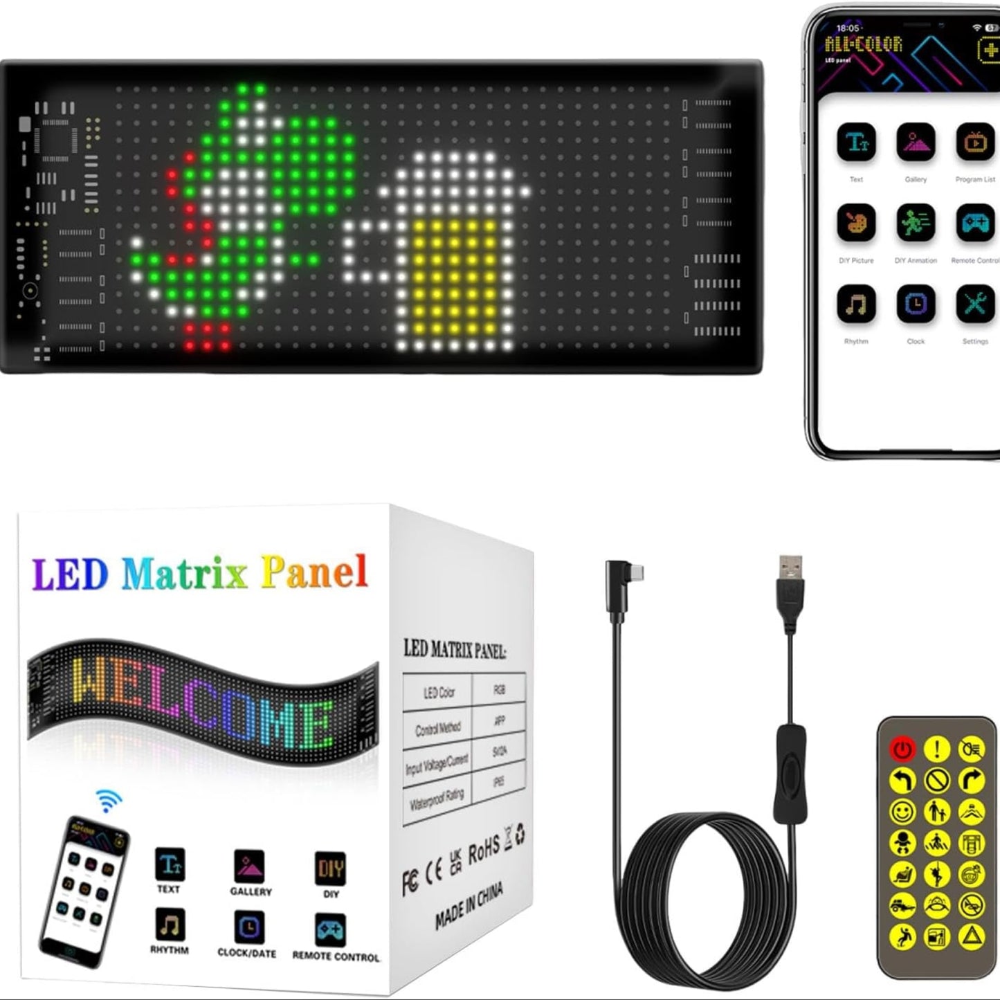 Flexibel LED Display 18x8 cm 7x3 Inch Programmeerbaar LED Paneel Voor Auto Winkel Bar Hotel