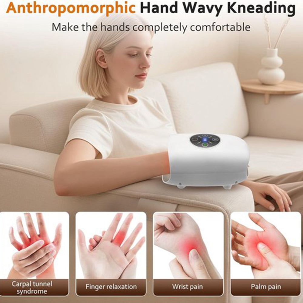 Elektrisch Handmassageapparaat - Touchscreen - 3 Modi - 2-traps Warmte - 5-traps Perslucht - Wit