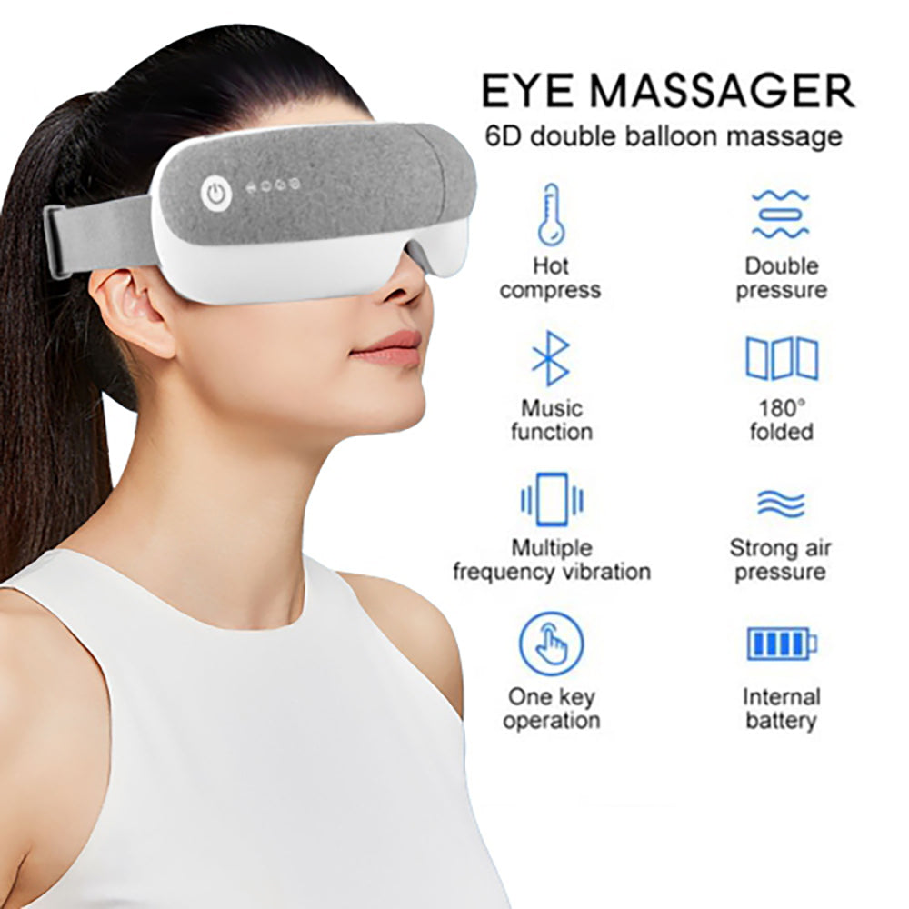 Oogmassageapparaat - Verwarmd Oogmasker - Hoofdpijn Verlichting - Droge Ogen & Oogvermoeidheid - Wit