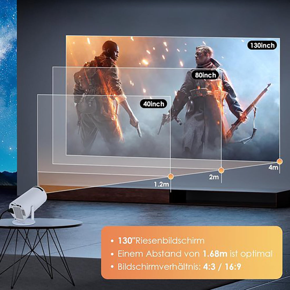 Draagbare WiFi 6 Mini Beamer - 200 ANSI Lumen Projector - Android Bluetooth 5.0 - Wit