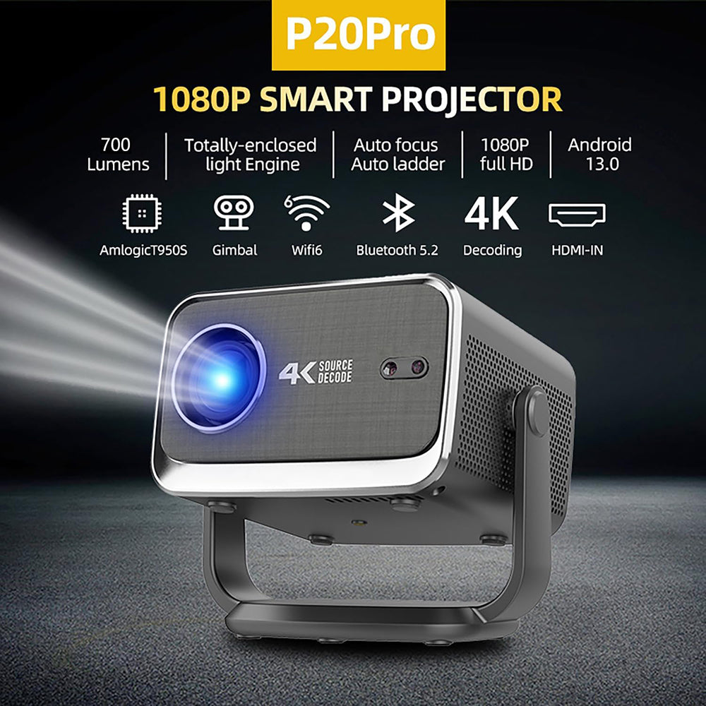 P20 Pro 4K Projector - 700 ANSI Lumen - WiFi 6 Bluetooth - Android TV 13.0 - Autofocus - Grijs/Zwart