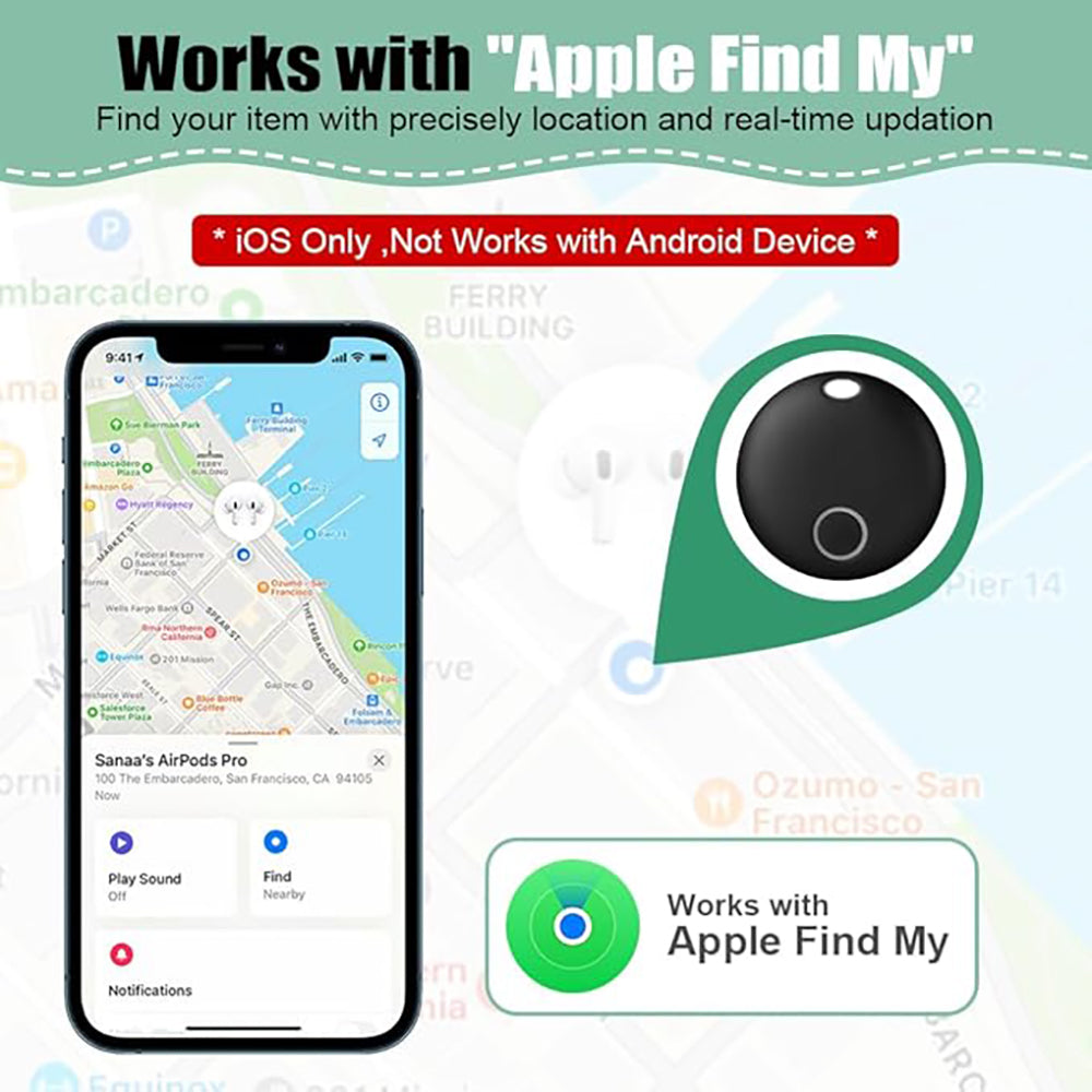 Bluetooth Tracker 4-Pack - Compatibel met Apple Find My - iOS Sleutelvinder - Zwart