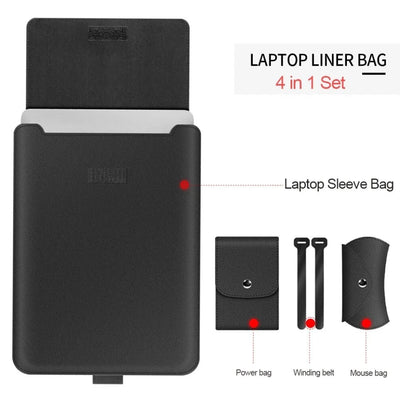 MacBook Sleeve & Accessoire Set Premium Beschermhoes voor MacBook 11 en 12 inch - Zwart
