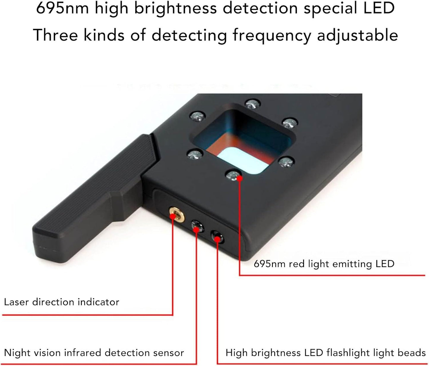 Professionele Draagbare Signaaldetector Anti-Spionage RF en Trillings Scanner met LED-indicator