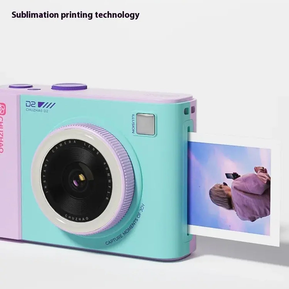 Chuzhao D2 Instant Camera - Direct Kleurenfoto Afdruk - Bluetooth - 2.8" Scherm - Sublimatie Print - Paars