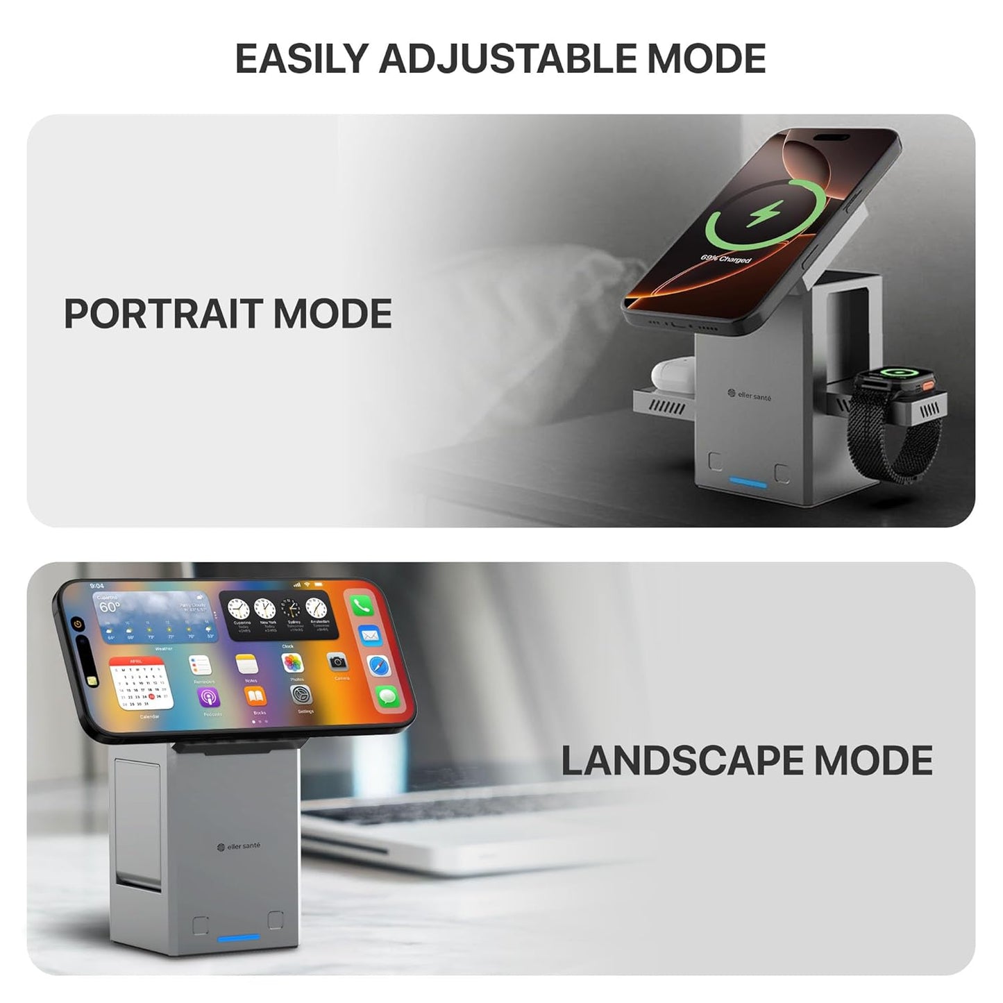 Luxe 3-in-1 Draadloos Oplaadstation Voor iPhone, Apple Watch en AirPods