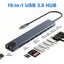 USB-C Hub 10-in-1 4K HDMI USB-C 100W Snellader 4 USB A SD TF Kaartlezer RJ45 Ethernet Poort USB Splitter voor Laptop iPhone Samsung iPad MacBook Windows
