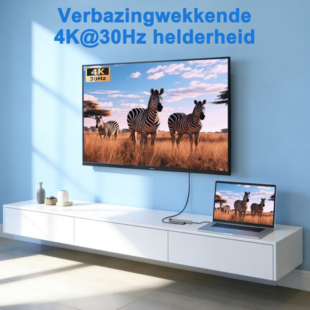 USB-C Hub 10-in-1 4K HDMI USB-C 100W Snellader 4 USB A SD TF Kaartlezer RJ45 Ethernet Poort USB Splitter voor Laptop iPhone Samsung iPad MacBook Windows