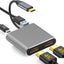 USB-C Hub Adapter 4-in-1 Dual 4K HDMI USB-C en USB 3.0 Docking Station Splitter Zwart Geschikt voor Laptop MacBook en Notebook