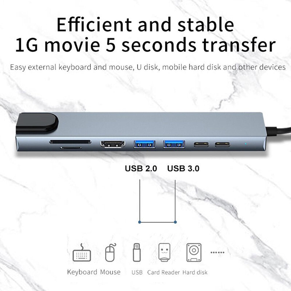 8-in-1 USB C Hub Adapter Compatibel met Thunderbolt 3 USB 3.1 Universele Multiport Hub met HDMI 4K USB 20 USB 30 SD en TF Kaartlezer USB C Poort Laptop en MacBook