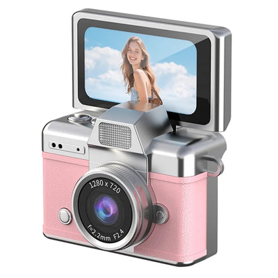 Mini retro thumb camera met 1,47 inch klapscherm – HD digitale camera met video-opname  – Roze