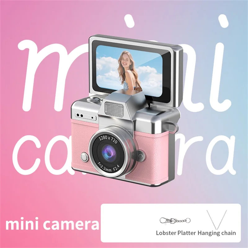 Mini retro thumb camera met 1,47 inch klapscherm – HD digitale camera met video-opname  – Roze