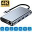 11-in-1 USB-C Hub USB Splitter USB Hub USB-C Dock met USB 3.0 4K UHD HDMI VGA SD en Micro SD Kaartlezer AUX Internet Adapter MacBook Windows Tablet
