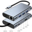 11-in-1 USB-C Hub USB Splitter USB Hub USB-C Dock met USB 3.0 4K UHD HDMI VGA SD en Micro SD Kaartlezer AUX Internet Adapter MacBook Windows Tablet