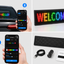 Flexibel LED display 18x8 cm met app bediening op lichtgrijze achtergrond