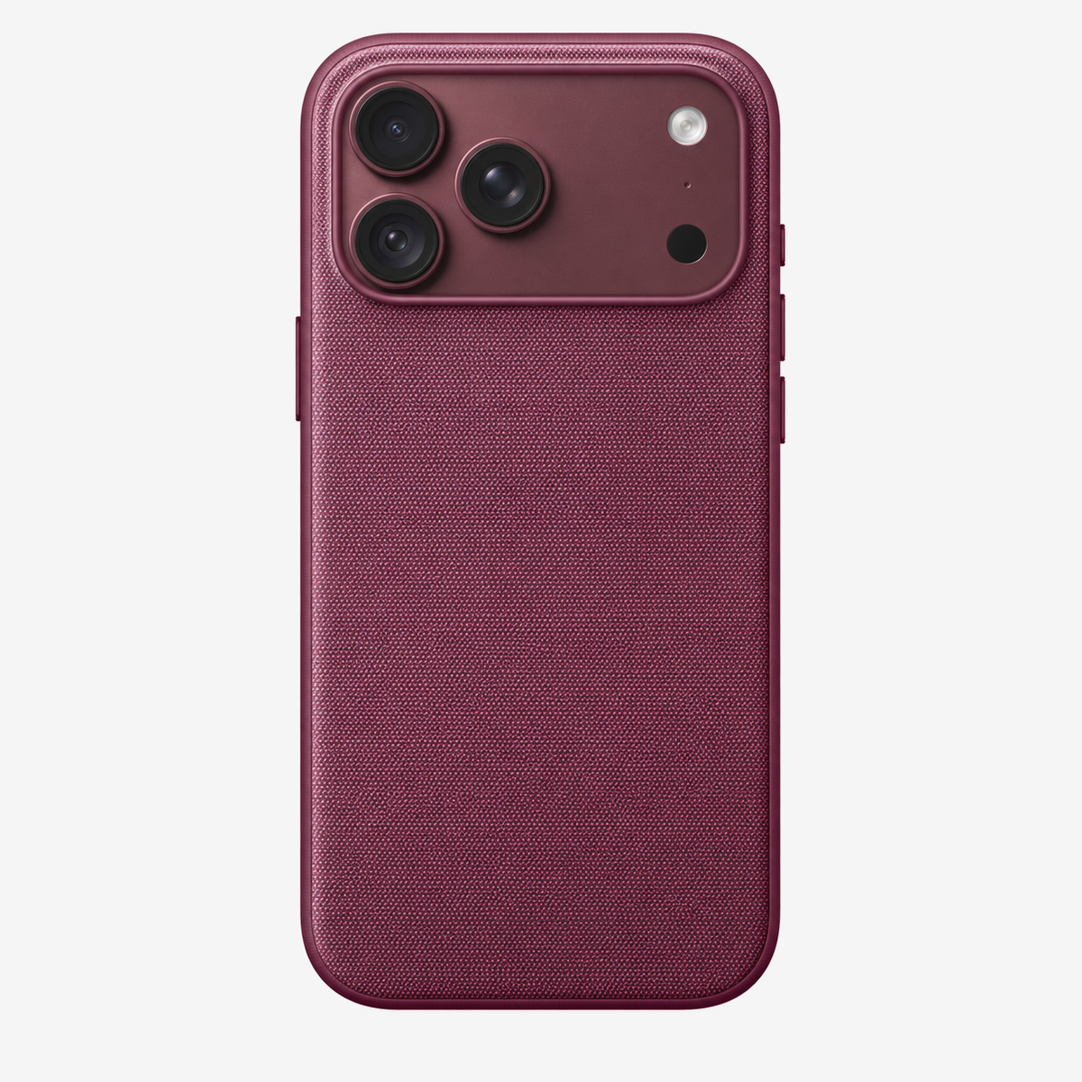 Merkloos geweven hoesje voor iPhone 18 Pro Max Moerbei zonder logo – achteraanzicht