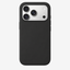 Siliconenhoesje voor iPhone 18 in Black, achteraanzicht, zonder logo op lichtgrijze achtergrond