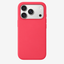 Siliconenhoesje voor iPhone 18 in Bright Guava, achteraanzicht, zonder logo op lichtgrijze achtergrond