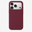 Siliconenhoesje voor iPhone 18 in Burgundy, achteraanzicht, zonder logo op lichtgrijze achtergrond