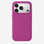 Siliconenhoesje voor iPhone 18 in Magenta, achteraanzicht, zonder logo op lichtgrijze achtergrond